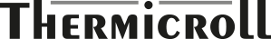 Thermicroll logo in dark grey on a black background.
