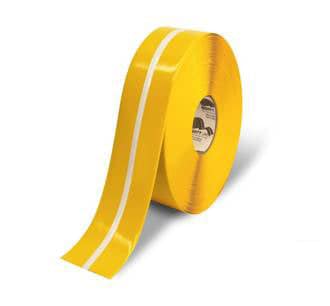 Roll of yellow floor marking tape with a central glow-in-the-dark stripe.