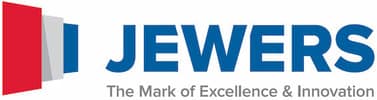 Jewers logo with red, grey, and blue panels and company tagline.