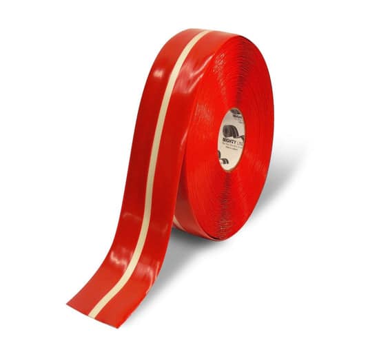 Roll of red floor marking tape with a central luminescent glow strip.
