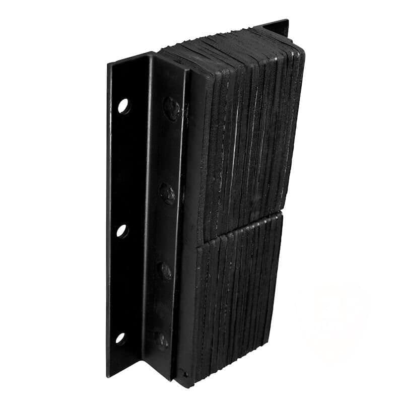 Laminated rubber dock bumper with steel mounting brackets.