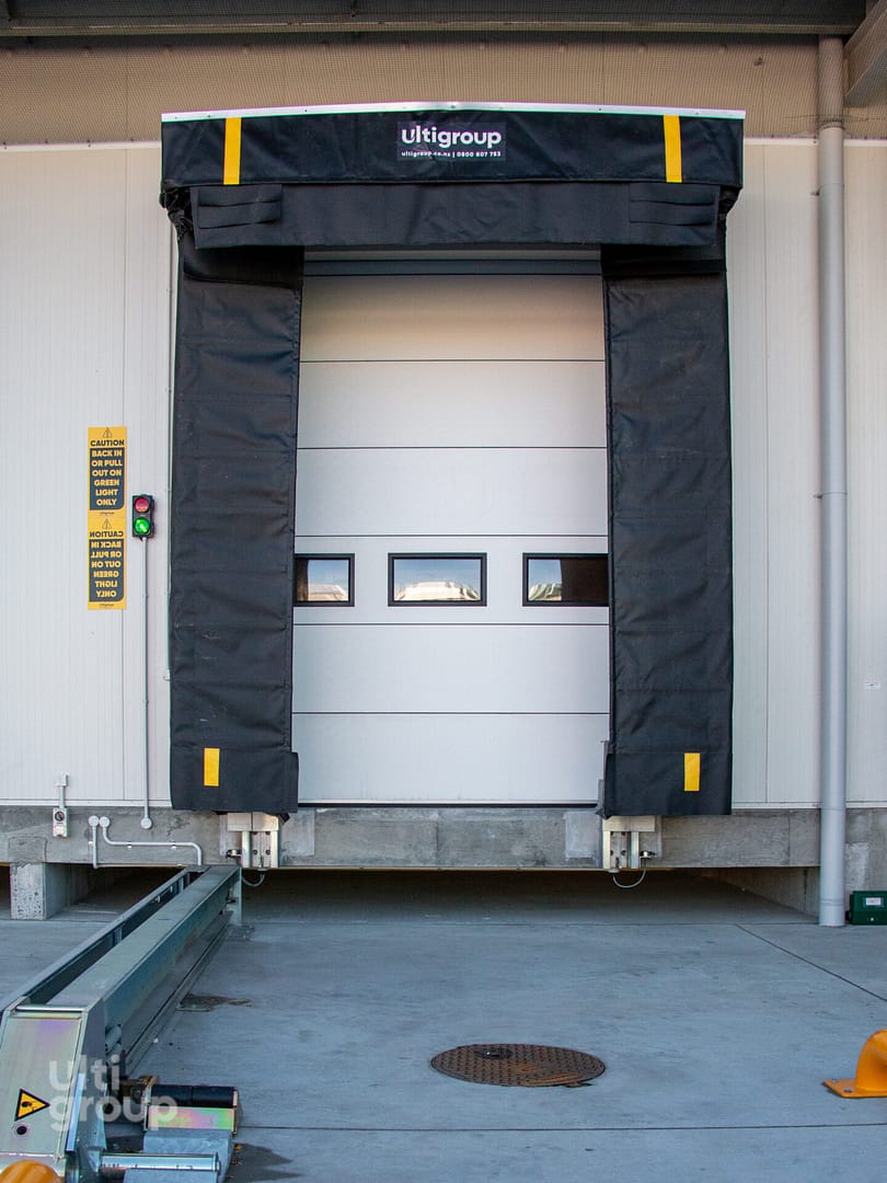 Ulti Group dock seal and sectional door at a loading bay
