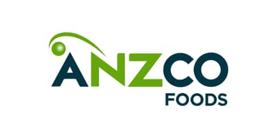 ANZCO Foods logo with green and dark blue text and a green arc.