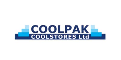 Coolpak Coolstores Ltd company logo with blue tiered graphic elements.