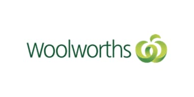 Woolworths logo with green stylised apple icon and dark green text