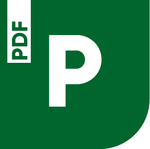 White P letter and PDF label on a green background.
